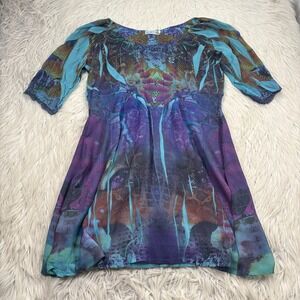 Unity World Wear Women's XL Sublimation Butterfly Layered Tunic Top Fairy Boho